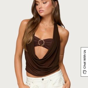 edikted brown cowl neck halter